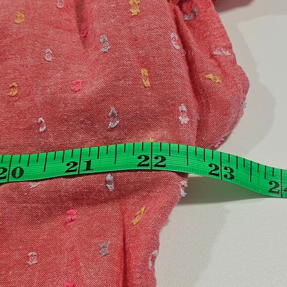 Crown & Ivey Women's Popover Shirt Size S Split Neck Short Flutter Sleeves Coral - Picture 5 of 6